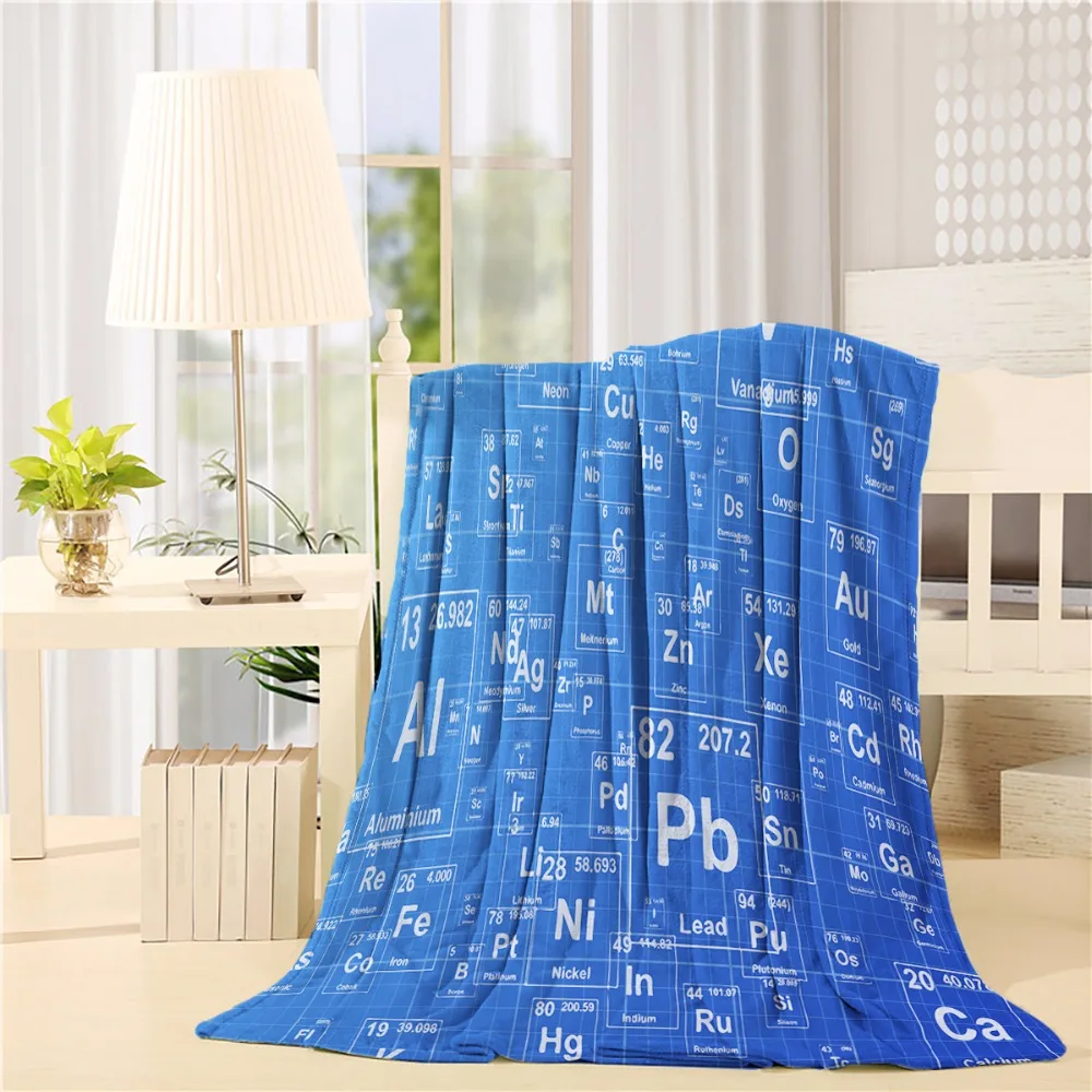 

Chemistry Tv Show Inspired Image with Periodic Element Table Image Print Art Flannel Throw Blanket Lightweight Cozy Bed Sofa