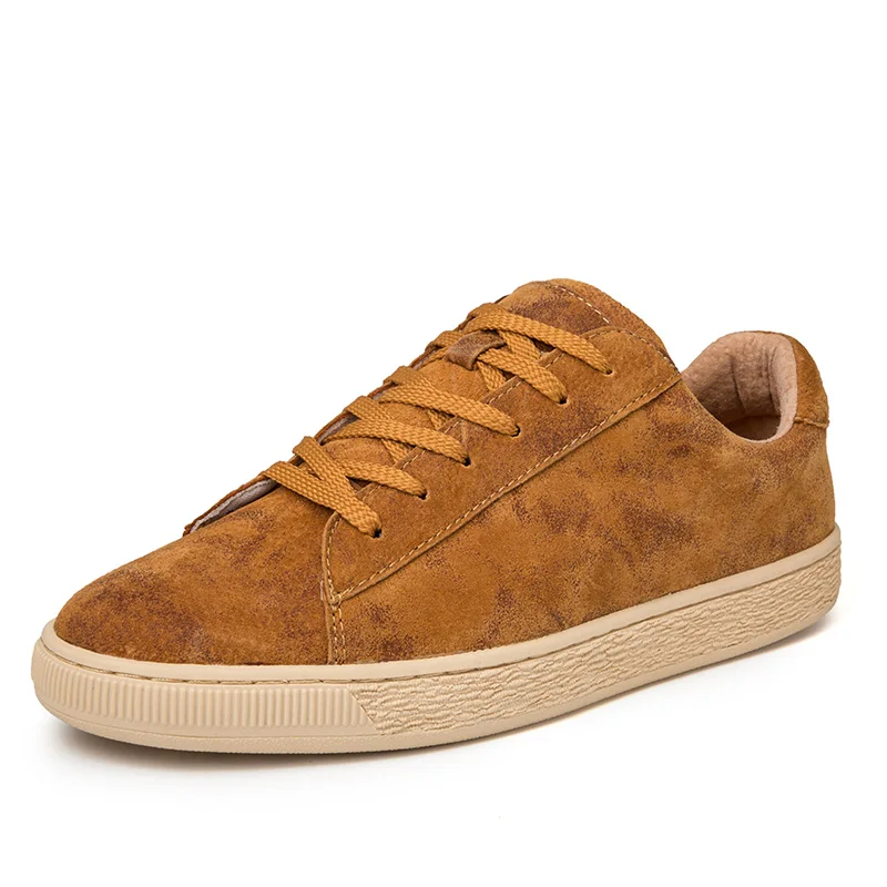 

2018 New Men Suede Leather Casual Shoes Lace Up Men Flats Outdoor Sneakers High Quality Brown Black Man Fashion Shoes