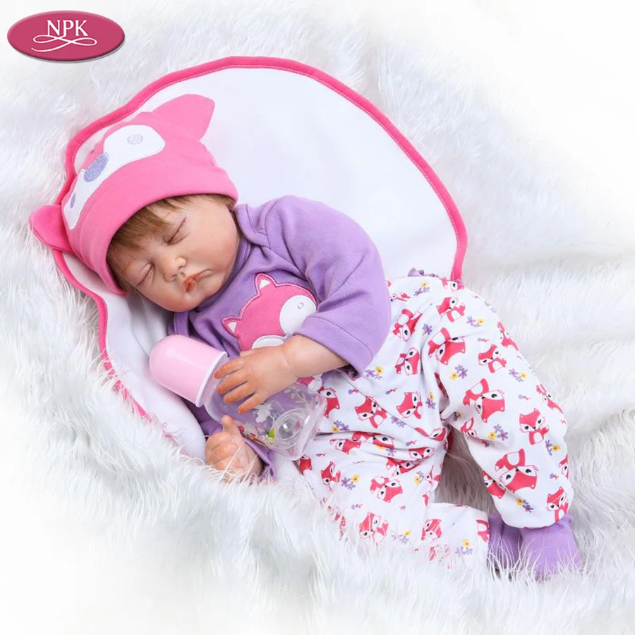 NPK 55CM Silicone Simulation Newborn Baby Reborn Dolls Soft Cloth Body Realistic Babies Girl Kids Doll Toys Magnetic Pacifiers (4)
