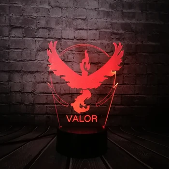 

Valor Pokemon Go Game Eagle 3D Lamp Visual LED USB 7 Colors Change Kids Toys Child Best Gift Table Decor Children Night Light