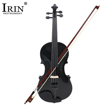 Violin ADDFOO 4/4 Full Size Acoustic Violin Solid Wood Fiddle Black With Case Bow Rosin Stringed Instrument For Beginners irin 4 4 wood maple electric violin fiddle with ebony fittings cable headphone case black