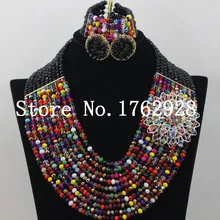 Гламурные Стильные разноцветные бусины Африканский ювелирный набор кристалл индийские свадебные украшения набор