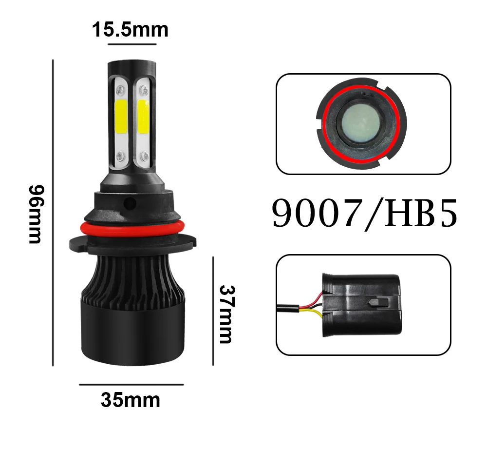 AICARKAS S2 4-сторонняя Лампа COB светодиодный фары для авто светодиодный H4 H13 9004/HB1 9007/HB3 36 Вт 6000LM турбо светодиодный H7 H11 9005 HB3 9006 HB4 автомобильные светодиодный