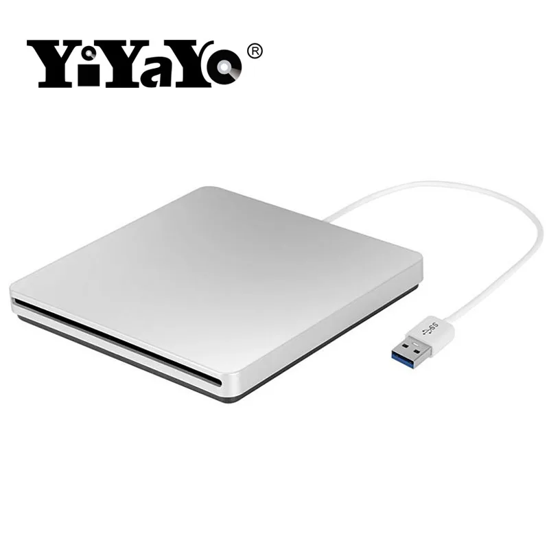 YiYaYo внешний DVD-RW CD RW ГОРЕЛКА USB 3,0 слот-в CD/DVD-ROM привод супер тонкий серебристый для MacBook Air, Macbook Pro+ сумка для привода