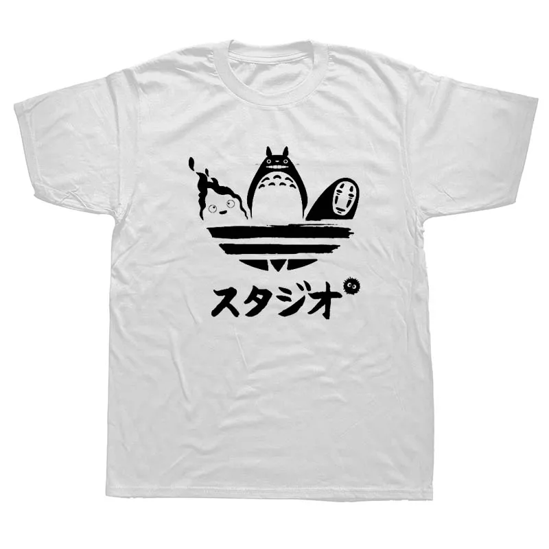 

WEELSGAO Harajuku Tees Cartoon Totoro Spirited Away T Shirt No Face Faceless Man Tshirt Men Short Sleeve Cotton T-shirt