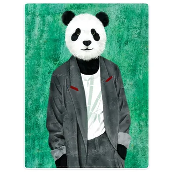 

HommomH Blanket Throw Comfort Warm Soft Plush Throw For Sofa Funny Panda Green
