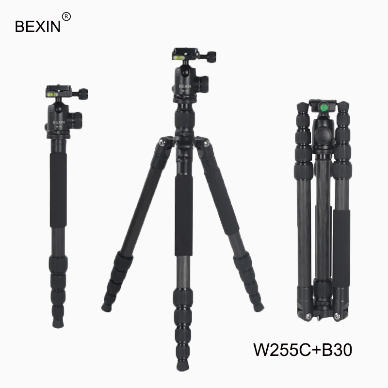 

BEXIN Professional Carbon Fiber Portable Travel lightweight Tripod With Ball head Tripod detachable into monopod for DSLR Camera