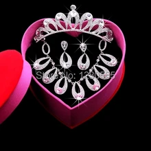 Free Shipping 2015 Vintage Water Drop Crystals Wedding Jewelry Sets Top Quality Crown Accessorios Para Cabelo 20415