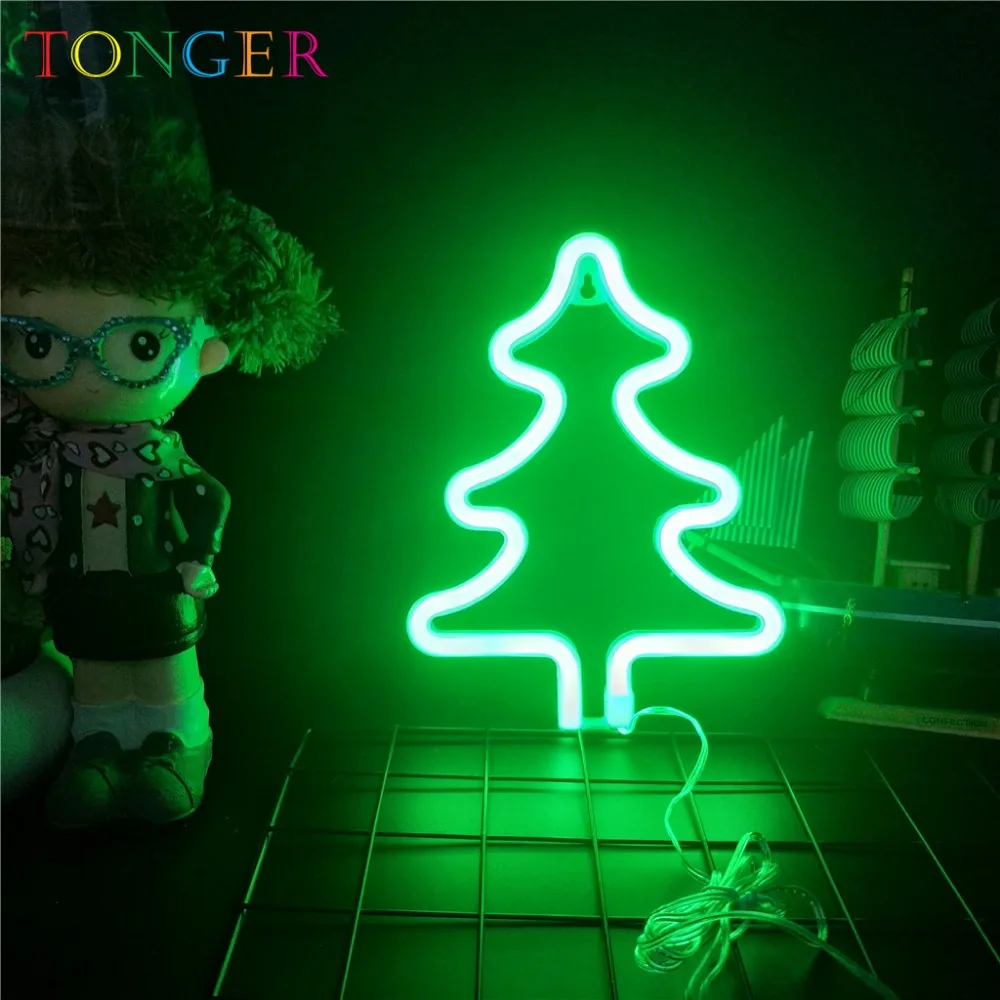 

TONGER LED Night Lamp Battery Neon Light Sign Wall Light Decor Christmas Tree Marquee Lighting Decoration Kids Gifts Neon Name