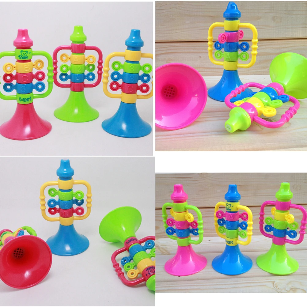 1 шт. детские милые пластиковые разноцветная труба спикер Детские Музыкальные инструменты Обучающие буквы номер Bugle гудящие игрушки