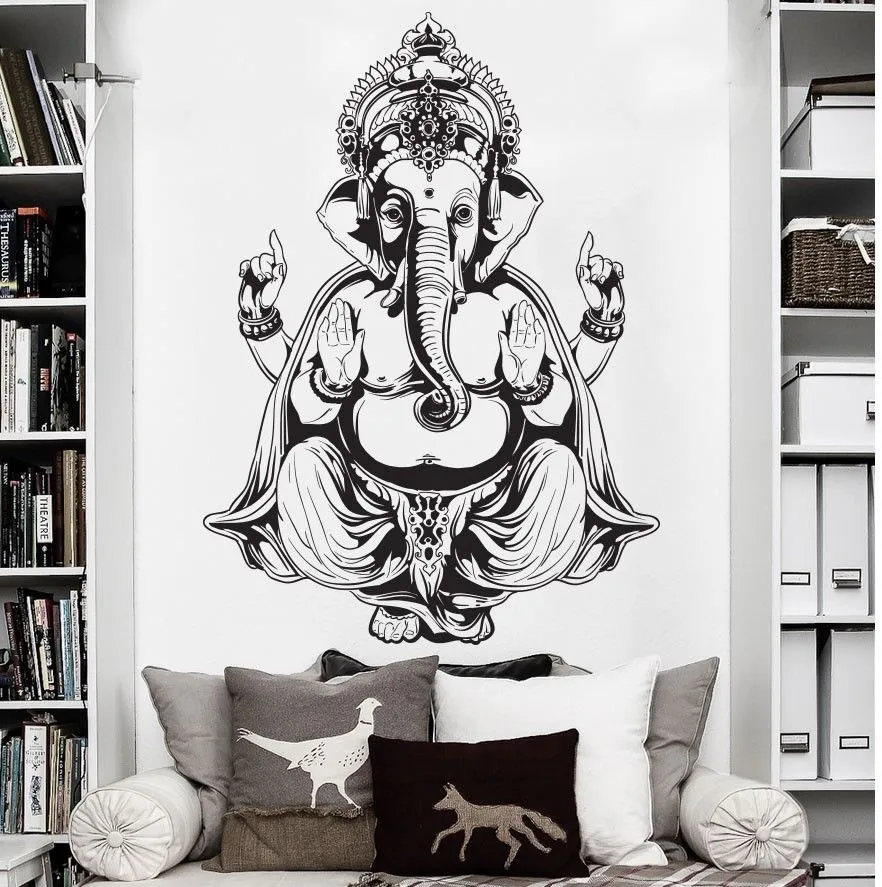 

Removable Waterproof Wall Sticker Vinyl Art Wall Sticker Home Decor Wall Decal Ganesh Buddha Elephant Om Yoga Hindu MandalaY-297