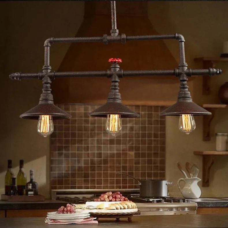 

Minimalist loft water pipe Pendant Lights Boutique wrought iron suspension industrial style indoor restaurant bar iron lamp