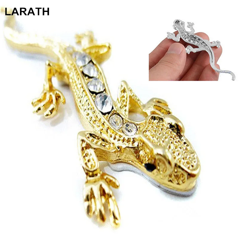 3D GOLD Gecko Metal Car Sticker Auto Motorcycle Decals Car-Styling SELF ADHESIVE