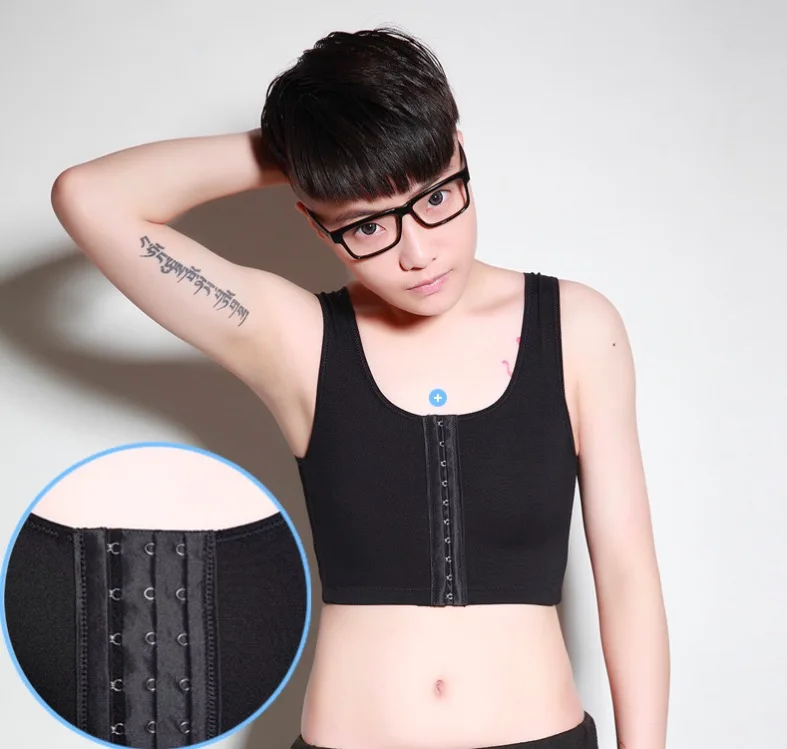 

Undershirt with elastic band open front short Les Chest Binder sport tank top Bustiers Tomboy bust bra nylon spandex