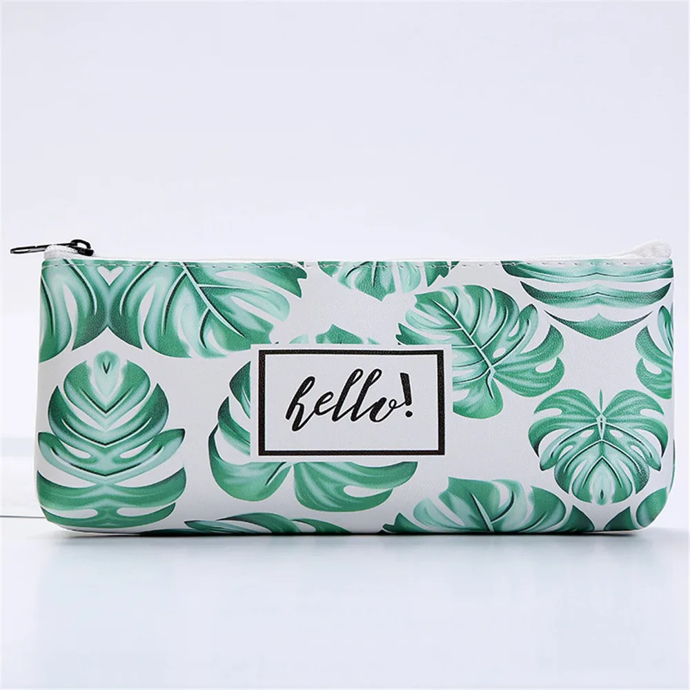 

1pc Kawaii Green Leaf Pencil Bag Large Capacity Pen Case Kids Cute Pencil Pouch Stationery Office School Pen Holder Pencilcase