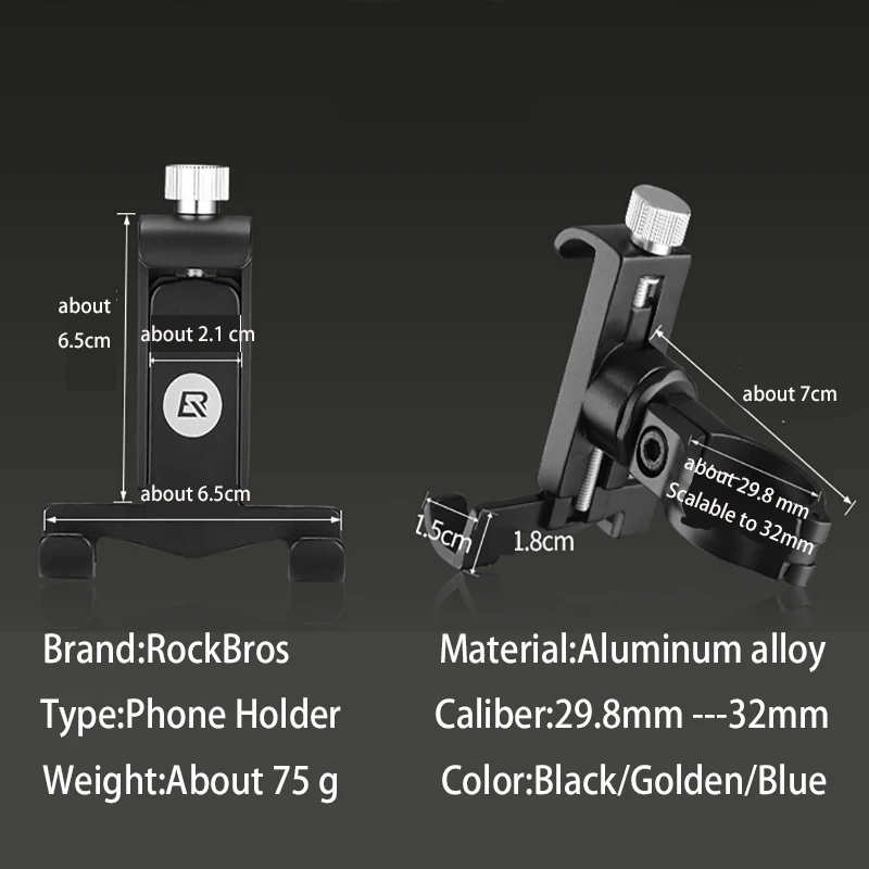 ROCKBROS Soporte Universal de montaje para tel fono ajustable de aluminio para bicicleta de 3 5