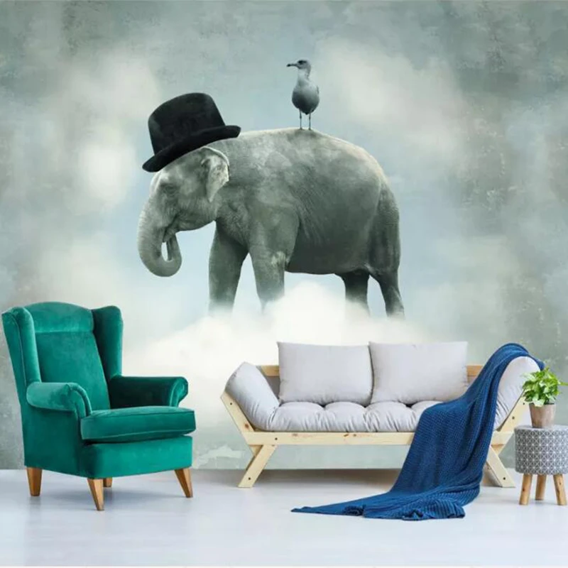 

Wallpapers YOUMAN 3d Photo Wallpaper Mural Walls Decor Home Improvement Wall Painting Cap Elephants Wallpaper Living Room Mural