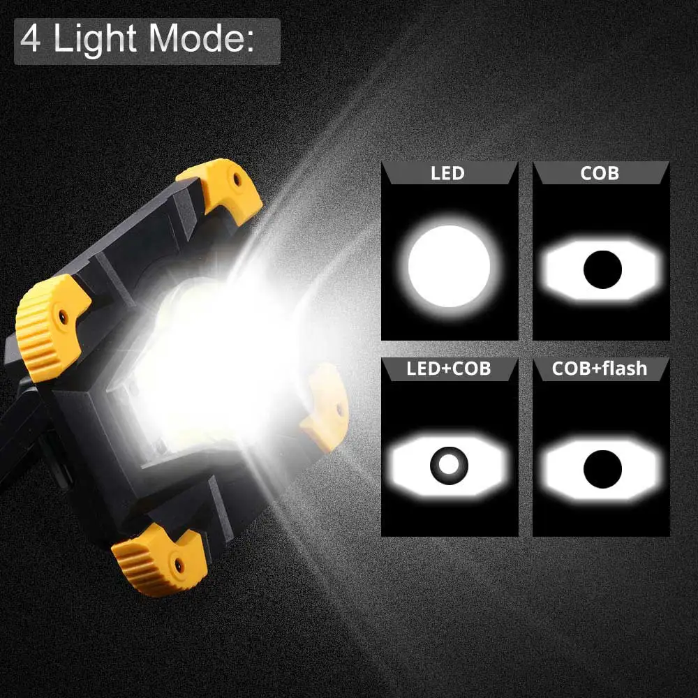 100W Lampe LED COB Portable Spotlight Camping Lamp Lantern USB Charging Work Light 18650 Floodlight Power Bank Searchlight