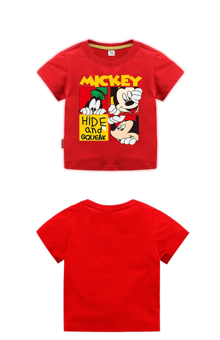 Футболки с коротким рукавом для девочек и мальчиков г. летняя футболка с рисунком Микки Мауса, хлопковые топы для маленьких девочек, детская одежда