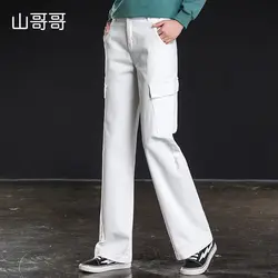 Shangege Новинка 2019 года для женщин полной длины брюки карго свободные эластичный пояс Твердые Высокая талия широкие джинсы для