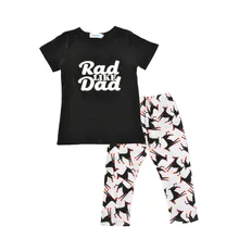 2 шт. для детей новорожденных Одежда для детей комплекты для маленьких девочек и мальчиков, футболка, топы+ штаны милый литерный принт, детская одежда