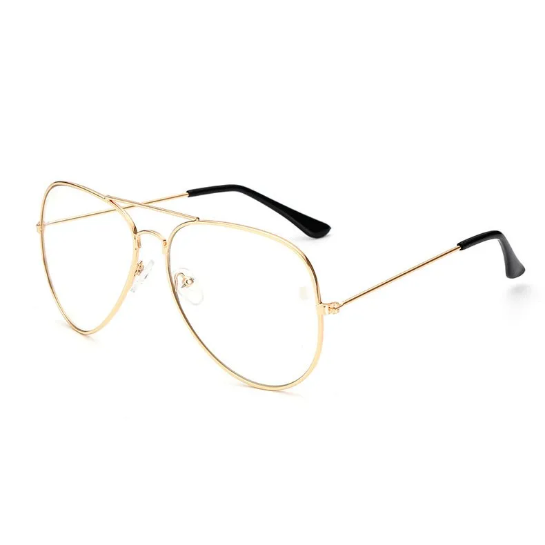 Рамка сплава прозрачные линзы классический бренд авиации Оптические солнцезащитные очки Для женщин мужские Солнцезащитные очки металлический каркас - Цвет оправы: gold F clear