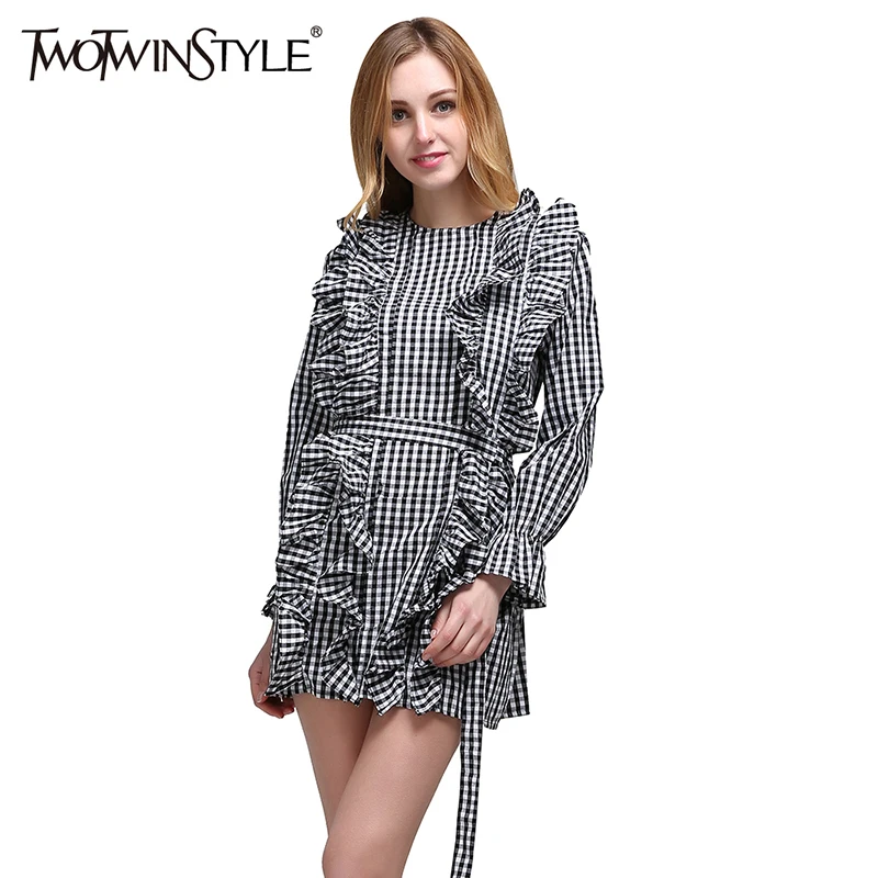 Женское платье туника GALCAUR мини с высокой талией и рукавами фонариками|dress for|dress for