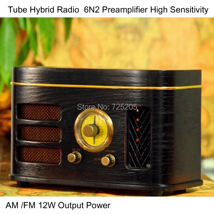 

Tube Hybrid Radio High Sensitivity 6N2 Preamplifier 12W Output Power AM /FM 4 Inch Speaker Desktop Wooden Cabinet