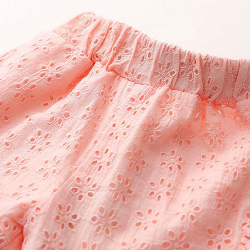 Summer 2 3 4 6 8 10 Years Children'S Clothing Sweet Candy Color Embroidery Hollow Out Lace Floral Baby Kids Girl Shorts