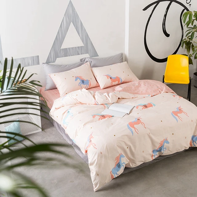 sweet pink unicorn bedding set 100 cotton duvet cover cute flat sheet pillowcase twin queen - Unicorn Bedding sweet pink unicorn bedding set 100 cotton duvet cover cute flat sheet pillowcase twin queen - Unicorn Bedding