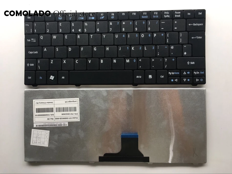 UK Laptop keyboard for Acer Aspire one 751 751H 721 3935 3936 ZA3 1810T Black keyboard UK Layout