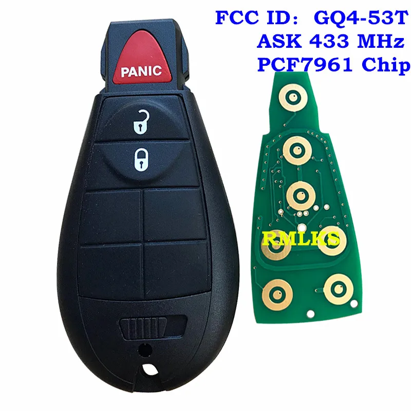

2013-2019 3/4 Buttons Remote Key Fob GQ4-53T 433MHz PCF7961 Chip For Chrysler For Jeep For Dodge For RAM Key Fob Remote Key