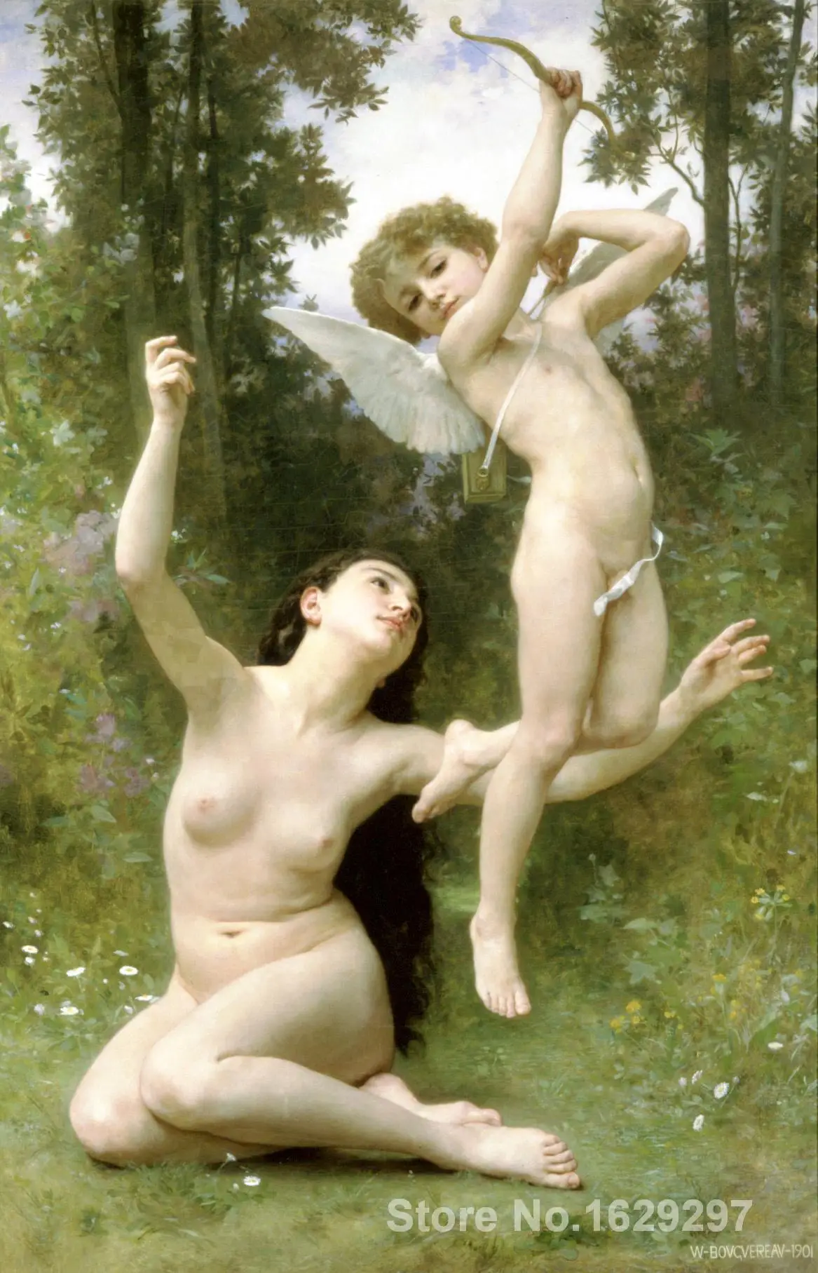 

Love takes off William Adolphe Bouguereau painting for bedroom decoration High quality