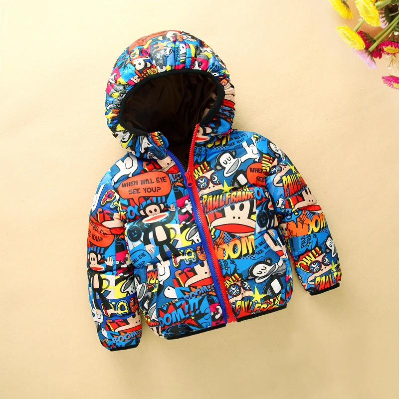 

winter of 2017 the new brief paragraph warm girls down jacket, fashion hooded cartoon boy feather coat, children down jacket