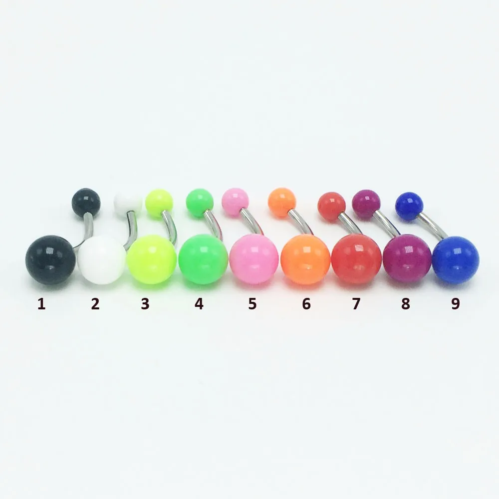 9pcs candy colors sexy belly button rings navel piercing for women ombligo stainless steel acrylic belly bar mixed 9 colors new 3