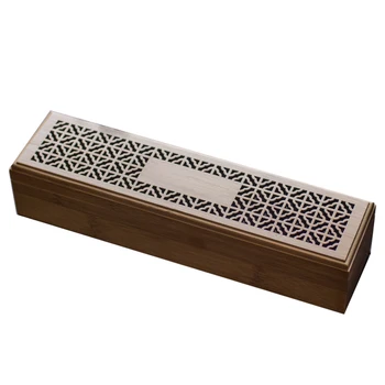 

Incense Burners Holder Hollow Bamboo Box Double-layer Portable Recliner Sticks Storage with drawer Yoga Home Decor