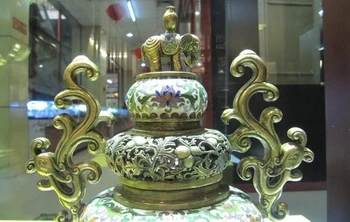 

China 100% Bronze cloisonne 24K Gold Dragon & Elephant Incense burner censer