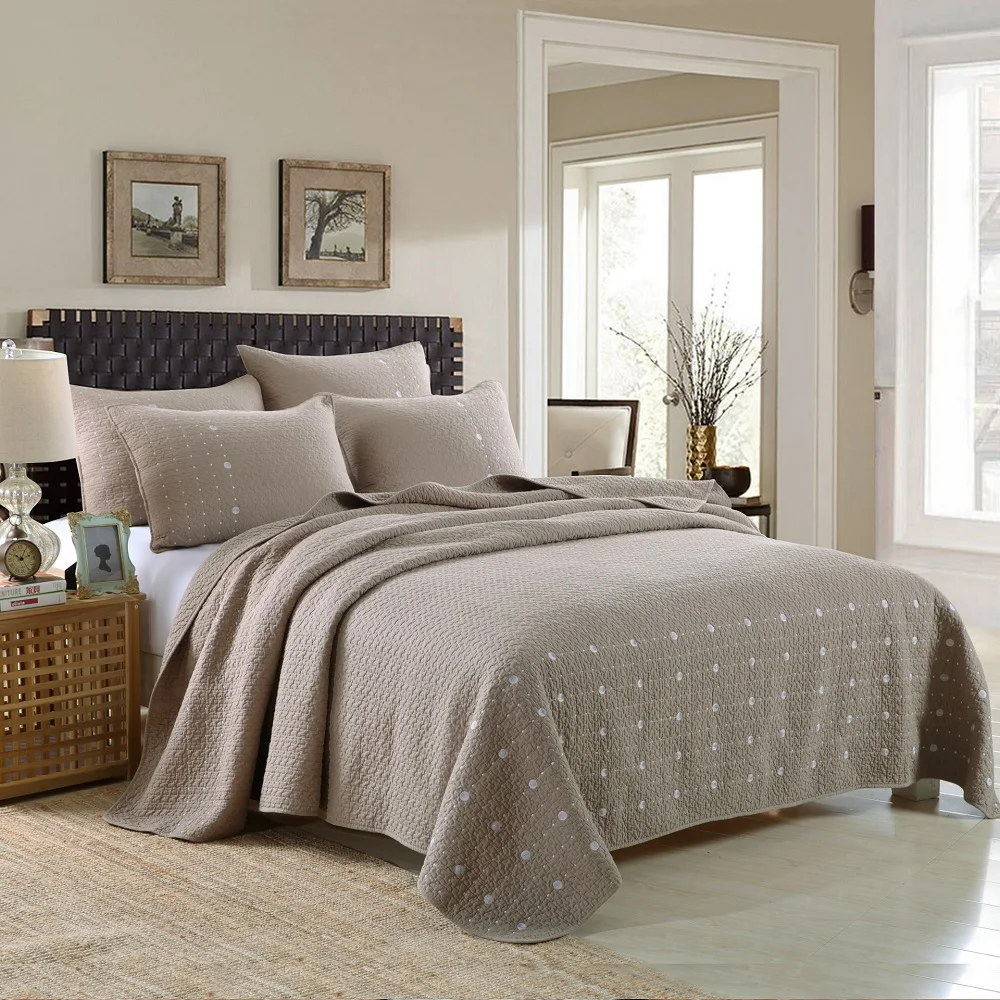 Aliexpress.com : Buy CHAUSUB 100% Cotton Quilt Set 3PCS Embroidery Bed ...