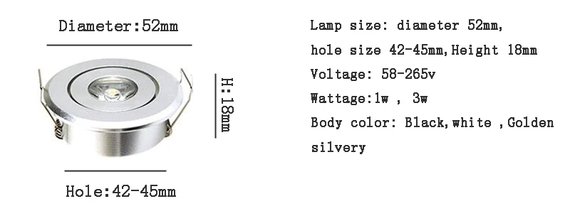 Светодиодный потолочный мини-светильник с регулируемой яркостью, Светодиодный точечный светильник, 1 Вт, 3 Вт, светодиодный светильник белого, черного, серебристого цвета, точечный светильник