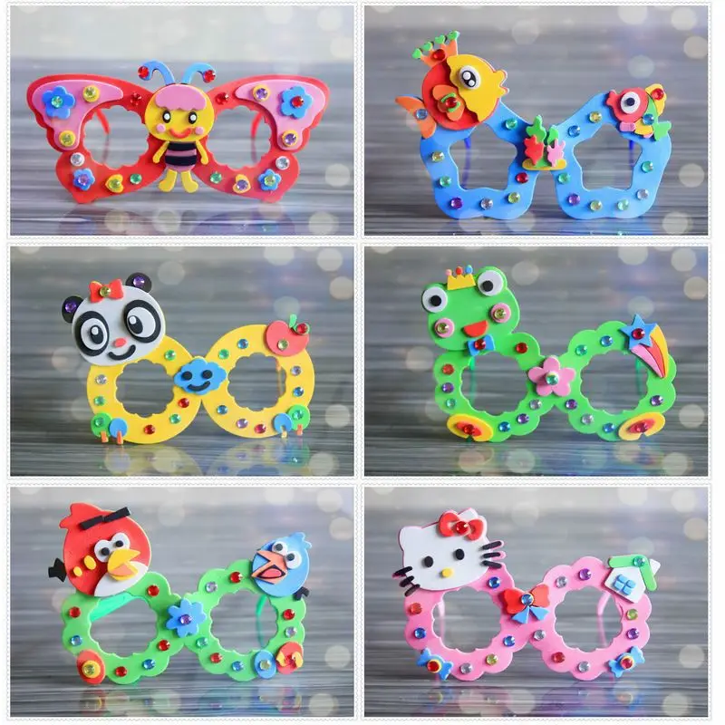

8pcs children DIY handmade EVA cartoon glasses toys/ Kids baby kingergarden school art craft educational toys, free shipping