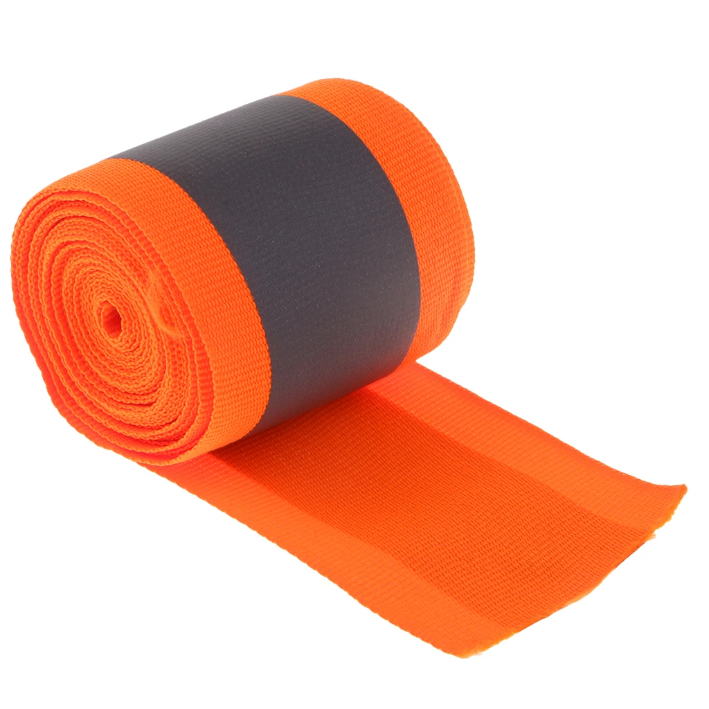 2 Roll Polyester Reflective Webbing Ribbon For Shirts Bag Fluorescent Orange