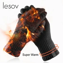 Lesov зимние вязаные шерстяные перчатки для сенсорного экрана мужские теплые короткие плюшевые накладки полный палец спортивные велосипедные перчатки варежки Guantes Новые
