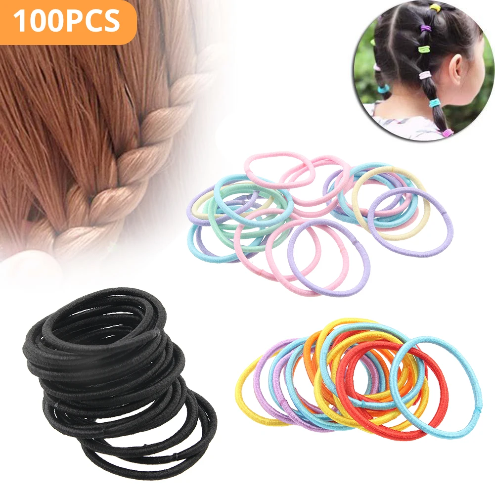 100pcs Kids Girl Elastic Hair Bands Ponytail Holder Head Rope Ties Accessories