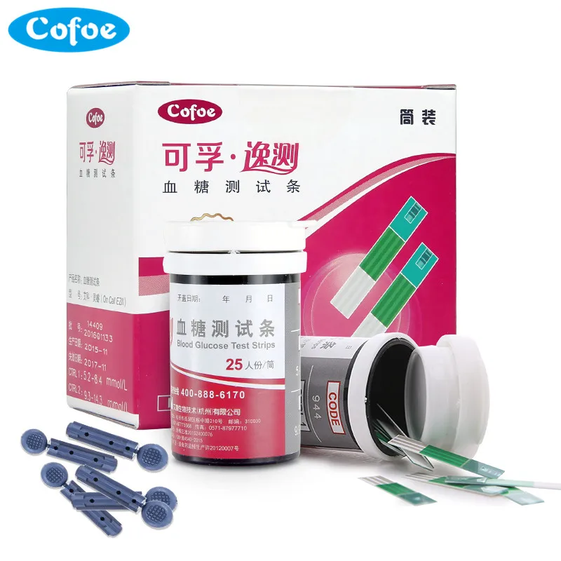 Cofoe Yice 50pcs Test Strips and 50pcs Blood Collect Needles Lancets Only for Cofoe Yice Blood Glucose Meter Sugar Monitor 50pcs mtd2002f