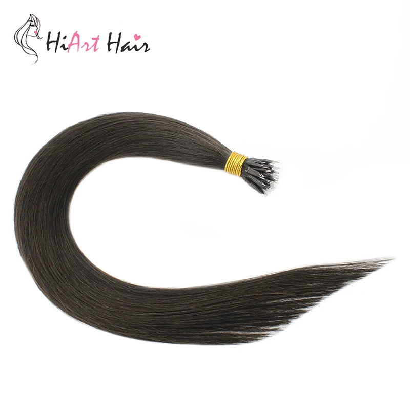

HiArt 1g/pc Nano Ring Remy Hair Extensions Salon Straight #1 #1b Natural Black European Hair Extension Double Drawn 18"20"22"
