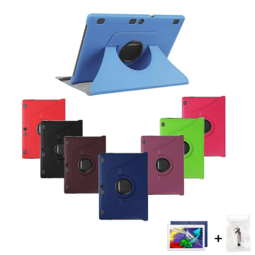 

Cover for Lenovo Tab2 A10-70F A10-70 4G 10.1 Tablet Case(not for A7600)Rotating Stand Leather + Screen Protector Film+Stylus Pen