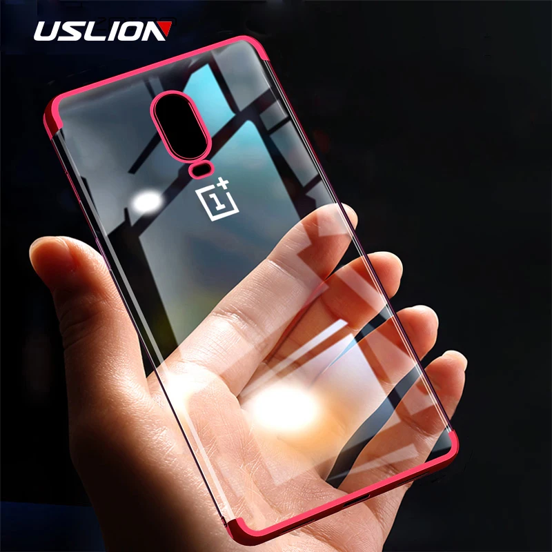 USLION гальванический мягкий прозрачный чехол для телефона Oneplus 7 Pro из ТПУ с