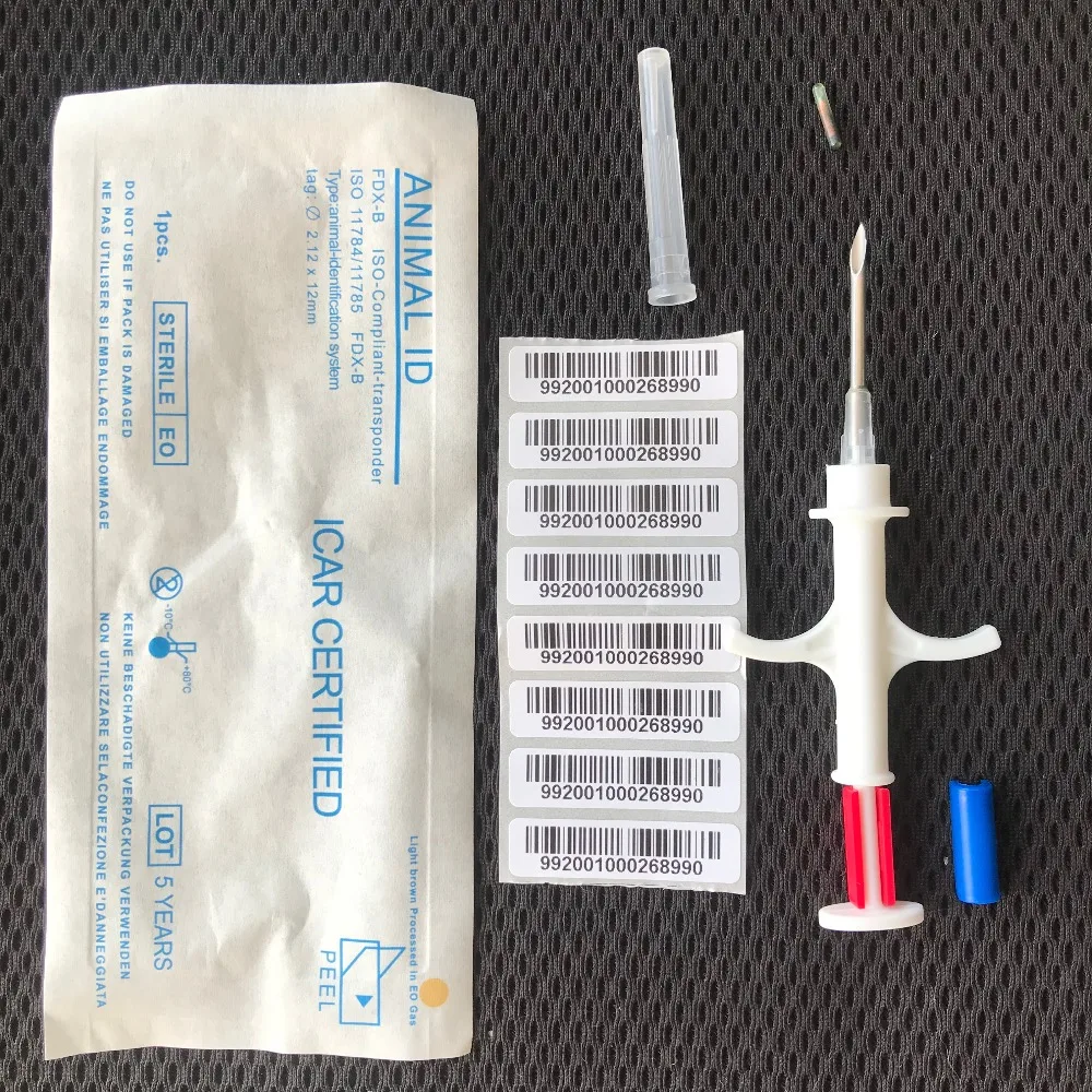200 шт 2 12*12 мм FDX B ISO11784/785 инжектор RFID Pet стеклянная бирка микрочип шприц для свиньи