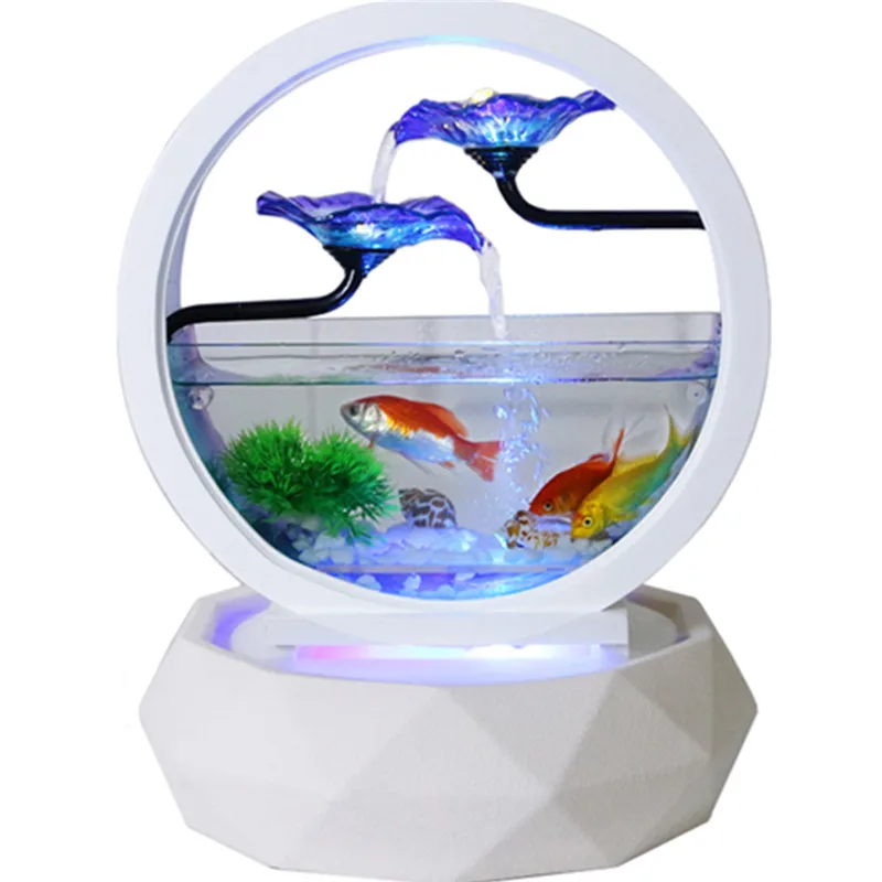 

Mini Aquarium For Office Home Fish Tank Aquariums Circulating Water Light Fish Breeding Box European Style Ceramics Aquarium New