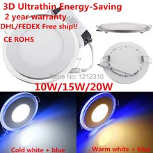 10 Вт/15 Вт/20 Вт 3D круглая акриловая Светодиодная панель свет светодиодный встраиваемые потолочные светильники с приводом теплый белый, холодный белый AC85-265V
